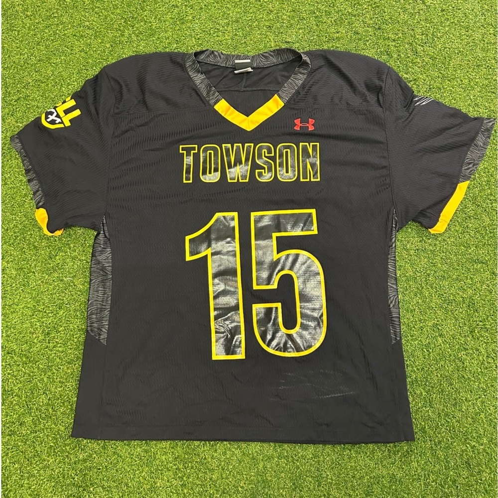 Under Armour Towson Tigers Football Jersey Black Yellow #15 Club Mens XL